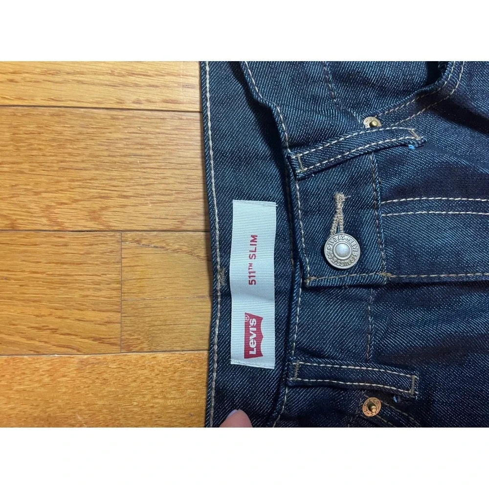 Levis 511 Slim Fit Boys Jeans Size 14 Reg Dark Indigo‎ Blue Denim 27x27 NWT